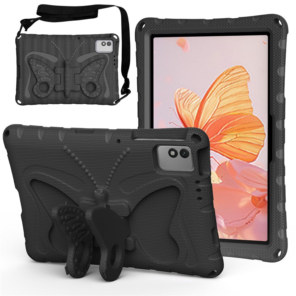 Tablet Case For Honor Pad X9 / Pad X8a / Pad X8b / Infinix XPAD 30E / Xpad 20 / TECNO Megapad 11 , Butterfly Kickstand EVA Cover with Shoulder Strap