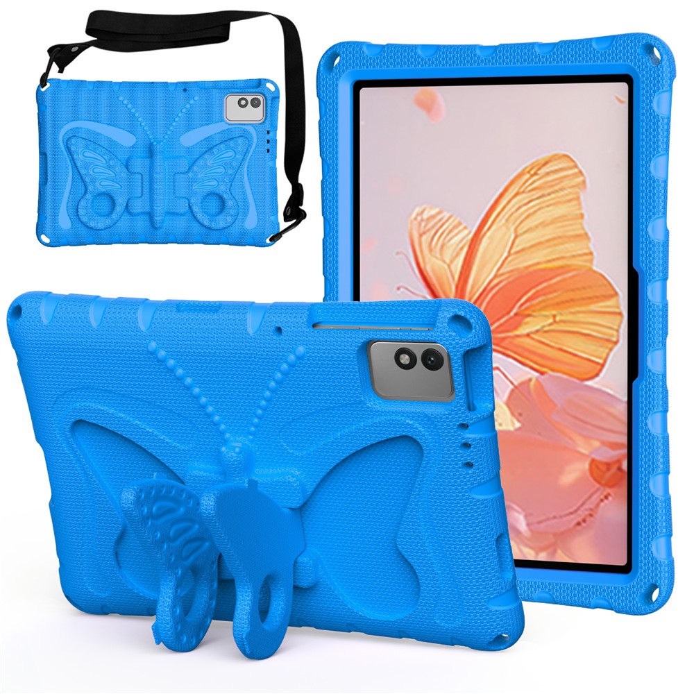 Tablet Case For Honor Pad X9 / Pad X8a / Pad X8b / Infinix XPAD 30E / Xpad 20 / TECNO Megapad 11 , Butterfly Kickstand EVA Cover with Shoulder Strap