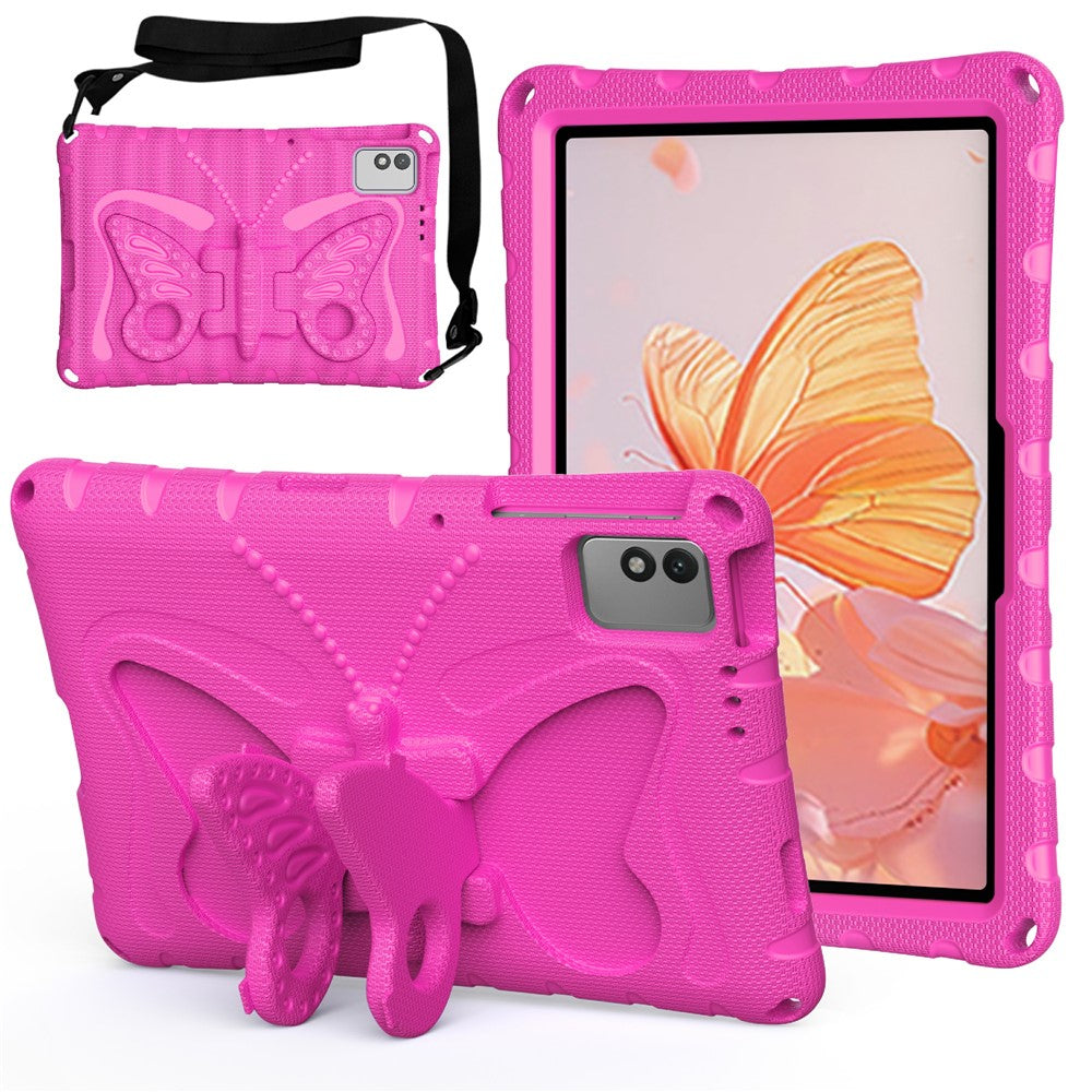 Tablet Case For Honor Pad X9 / Pad X8a / Pad X8b / Infinix XPAD 30E / Xpad 20 / TECNO Megapad 11 , Butterfly Kickstand EVA Cover with Shoulder Strap