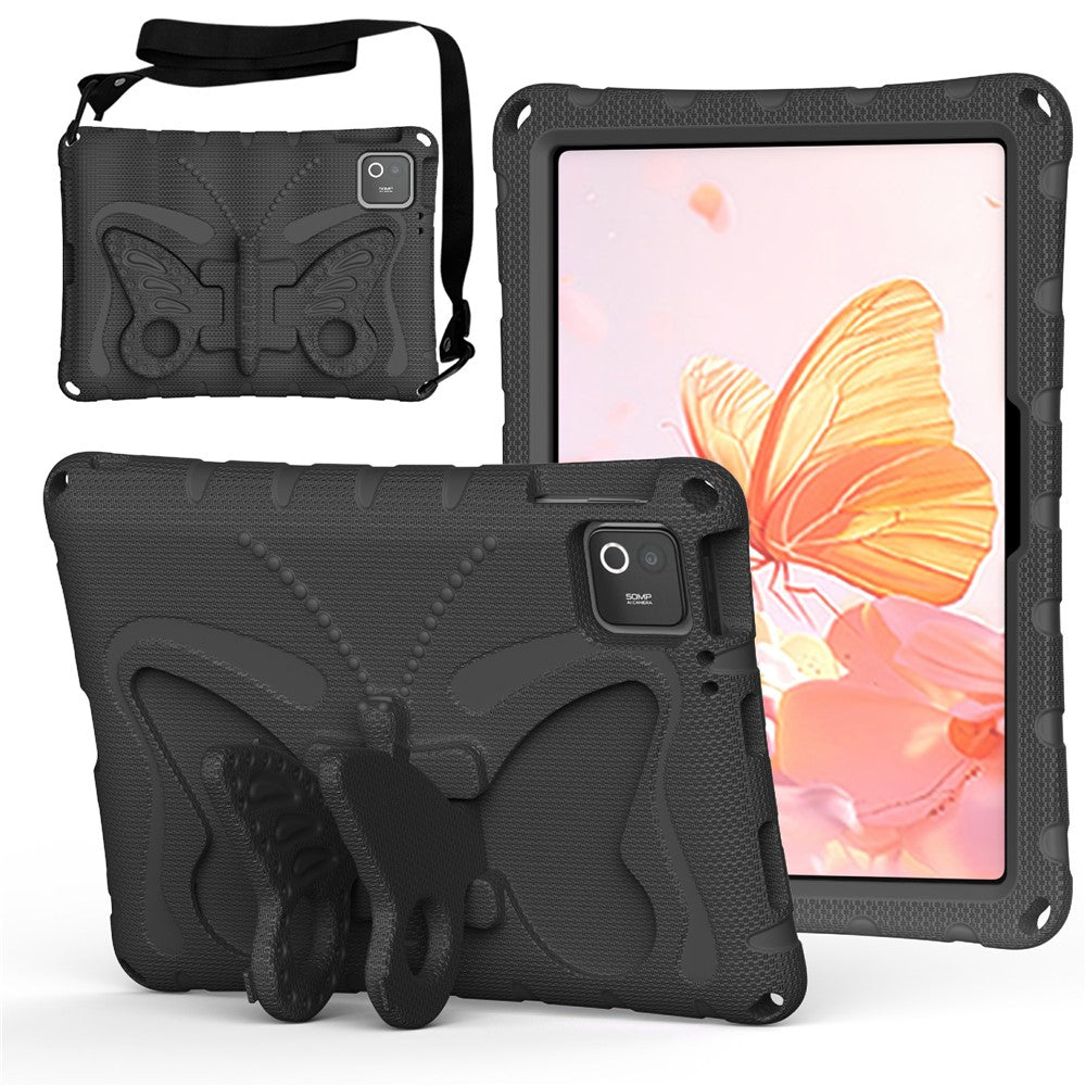 Tablet Case For Xiaomi Poco Pad X1 / Pad 8 / Pad 8 Pro / Pad 7 / Pad 7 Pro , Butterfly Kickstand EVA Cover with Shoulder Strap
