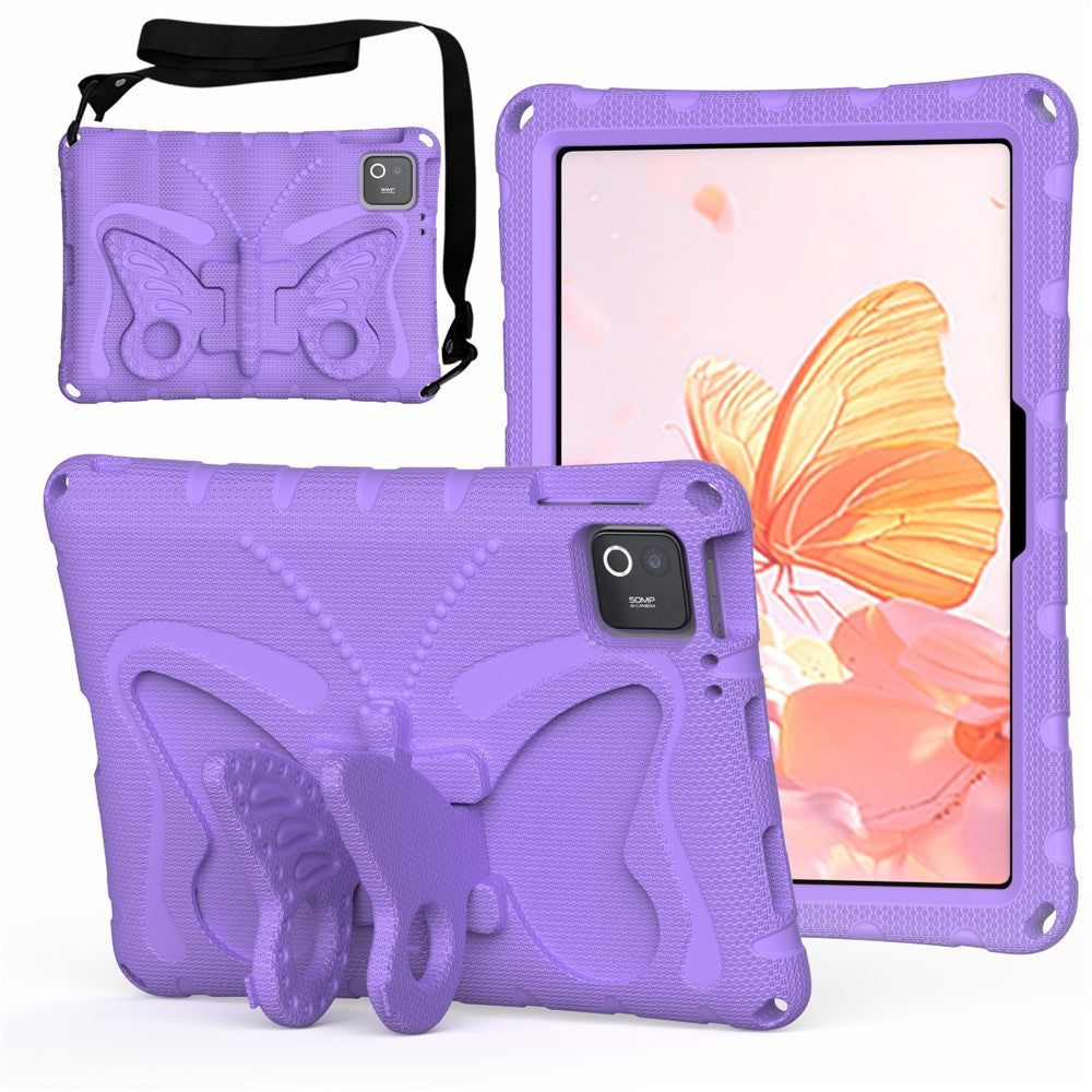 Tablet Case For Xiaomi Poco Pad X1 / Pad 8 / Pad 8 Pro / Pad 7 / Pad 7 Pro , Butterfly Kickstand EVA Cover with Shoulder Strap