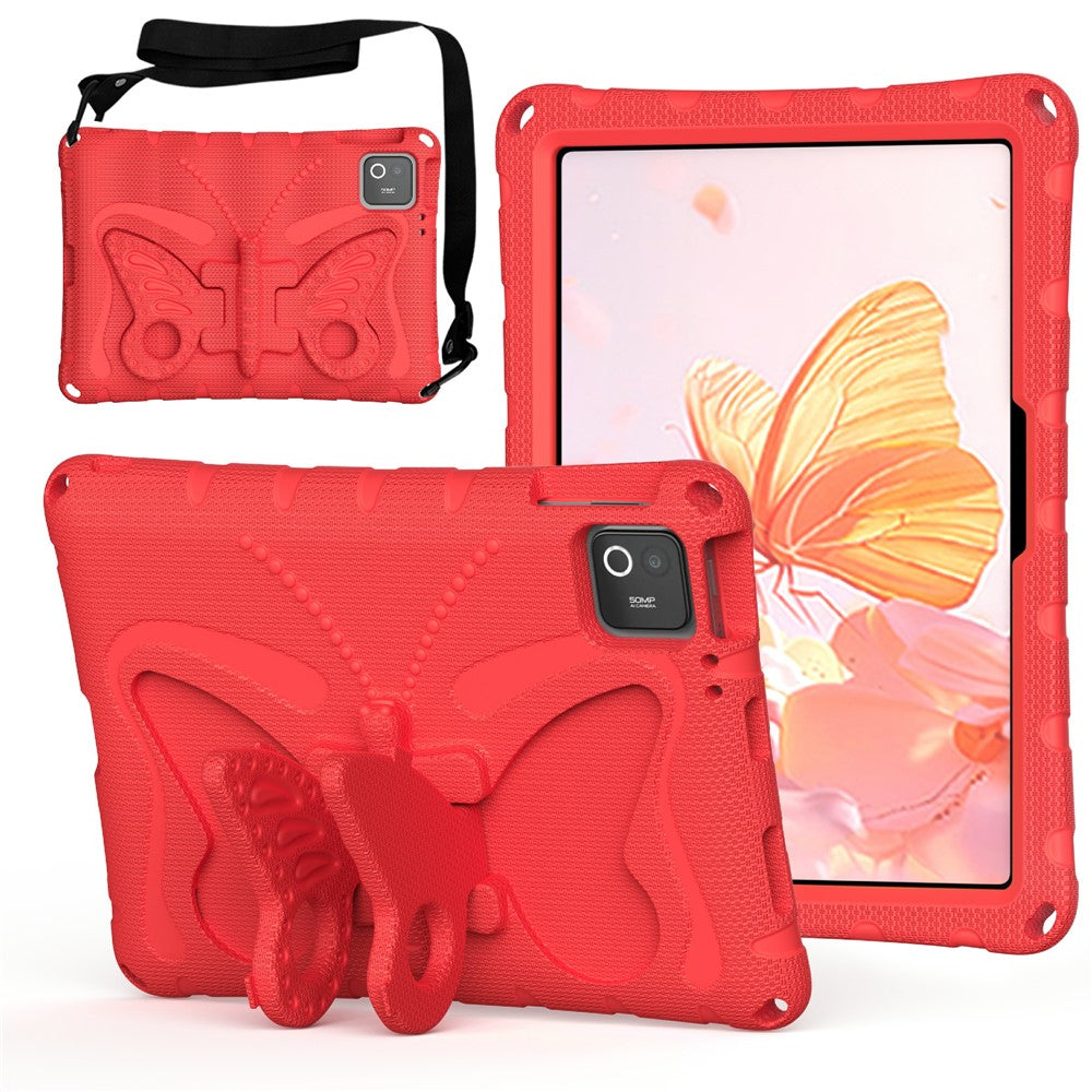 Tablet Case For Xiaomi Poco Pad X1 / Pad 8 / Pad 8 Pro / Pad 7 / Pad 7 Pro , Butterfly Kickstand EVA Cover with Shoulder Strap