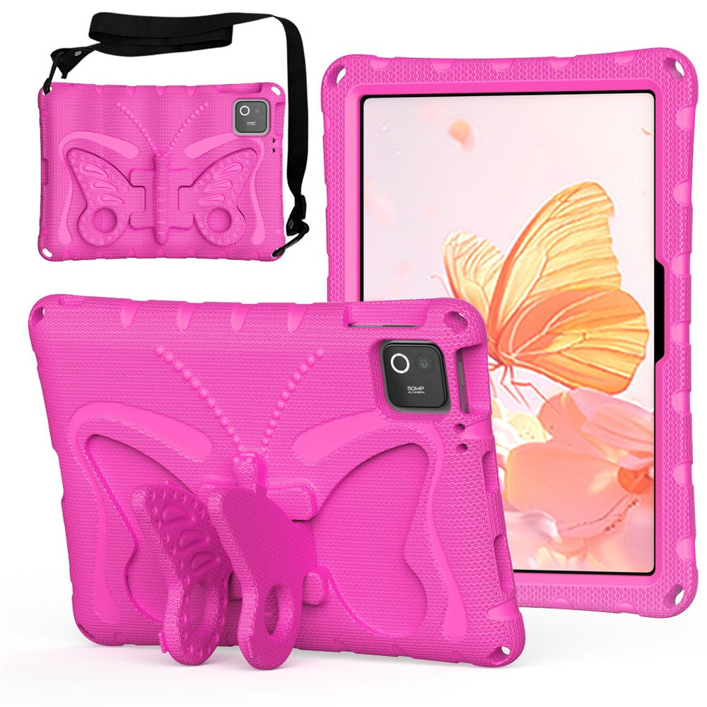 Tablet Case For Xiaomi Poco Pad X1 / Pad 8 / Pad 8 Pro / Pad 7 / Pad 7 Pro , Butterfly Kickstand EVA Cover with Shoulder Strap
