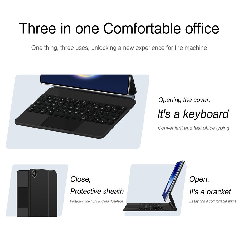 For Huawei MatePad Pro Max Magnetic Floating Bluetooth-Compatible Keyboard (English) + Leather Tablet Case