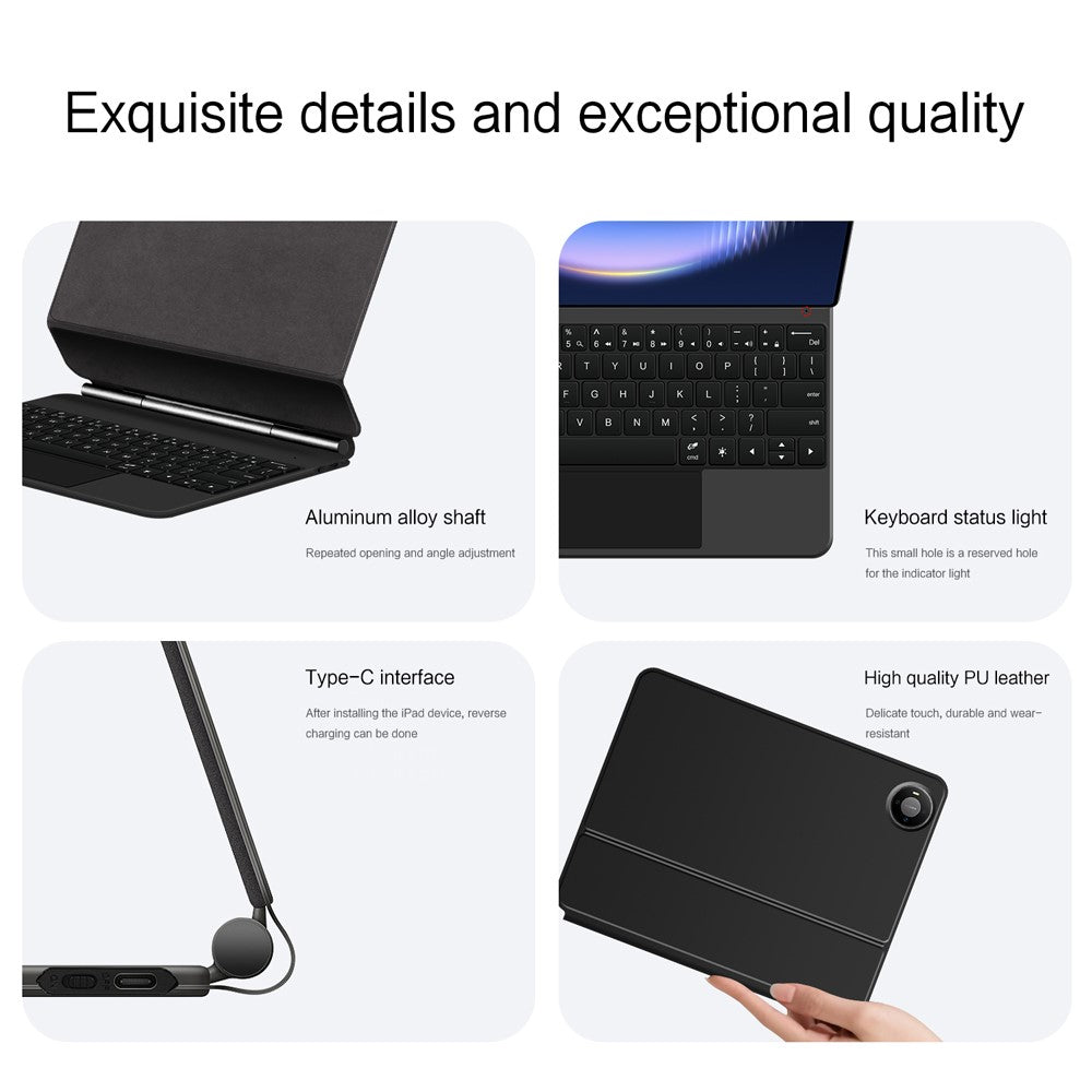 For Huawei MatePad Pro Max Magnetic Floating Bluetooth-Compatible Keyboard (English) + Leather Tablet Case
