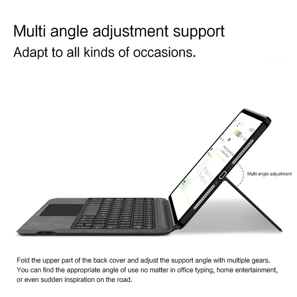 For Oppo Pad 6 Leather Case + Touchpad Bluetooth-Compatible Keyboard (without Backlit)