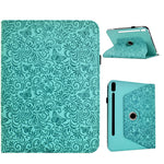 Samsung Galaxy Tab S9 / S9 FE / S10 FE-cover i læder med sommerfugleblomstermønster, tablet- og kortholder samt drejeligt stativ