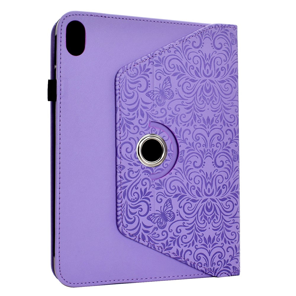For Samsung Galaxy Tab S11 Case Butterfly Flower Imprint Leather Tablet Cover with Rotary Stand Card Holder