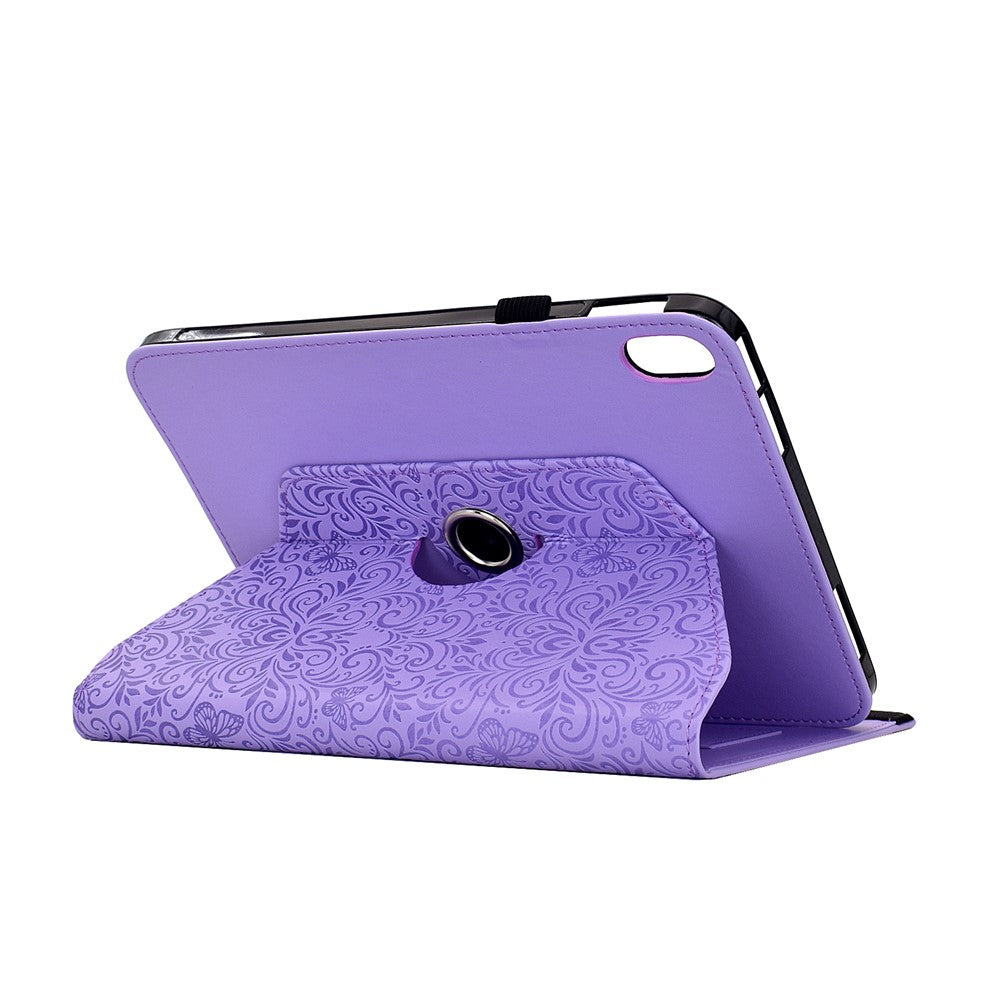 For Samsung Galaxy Tab S11 Case Butterfly Flower Imprint Leather Tablet Cover with Rotary Stand Card Holder