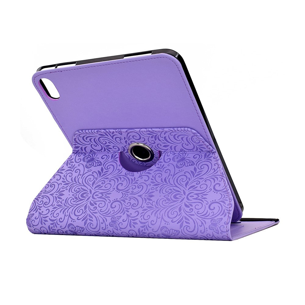 For Samsung Galaxy Tab S11 Case Butterfly Flower Imprint Leather Tablet Cover with Rotary Stand Card Holder