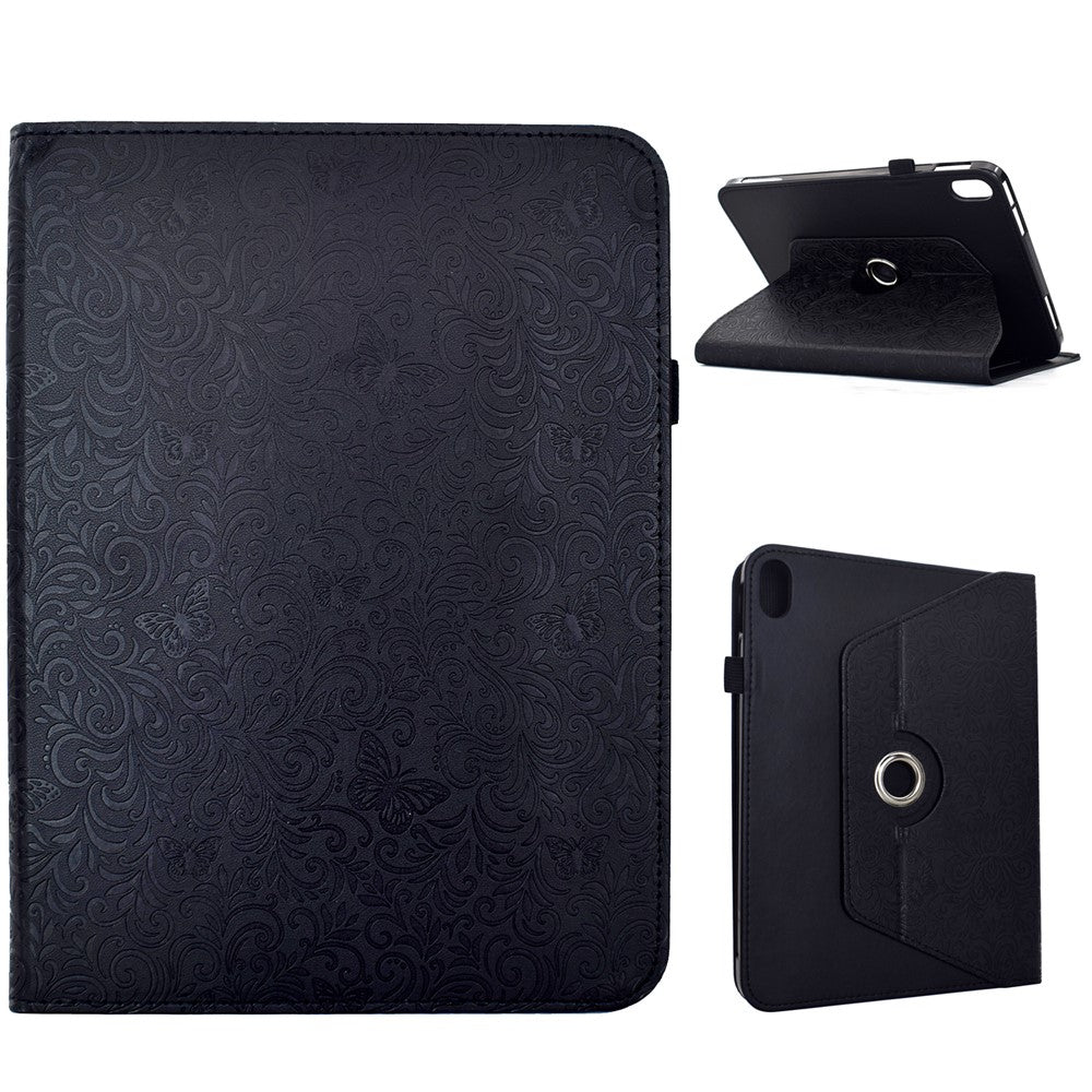 For Samsung Galaxy Tab S11 Case Butterfly Flower Imprint Leather Tablet Cover with Rotary Stand Card Holder