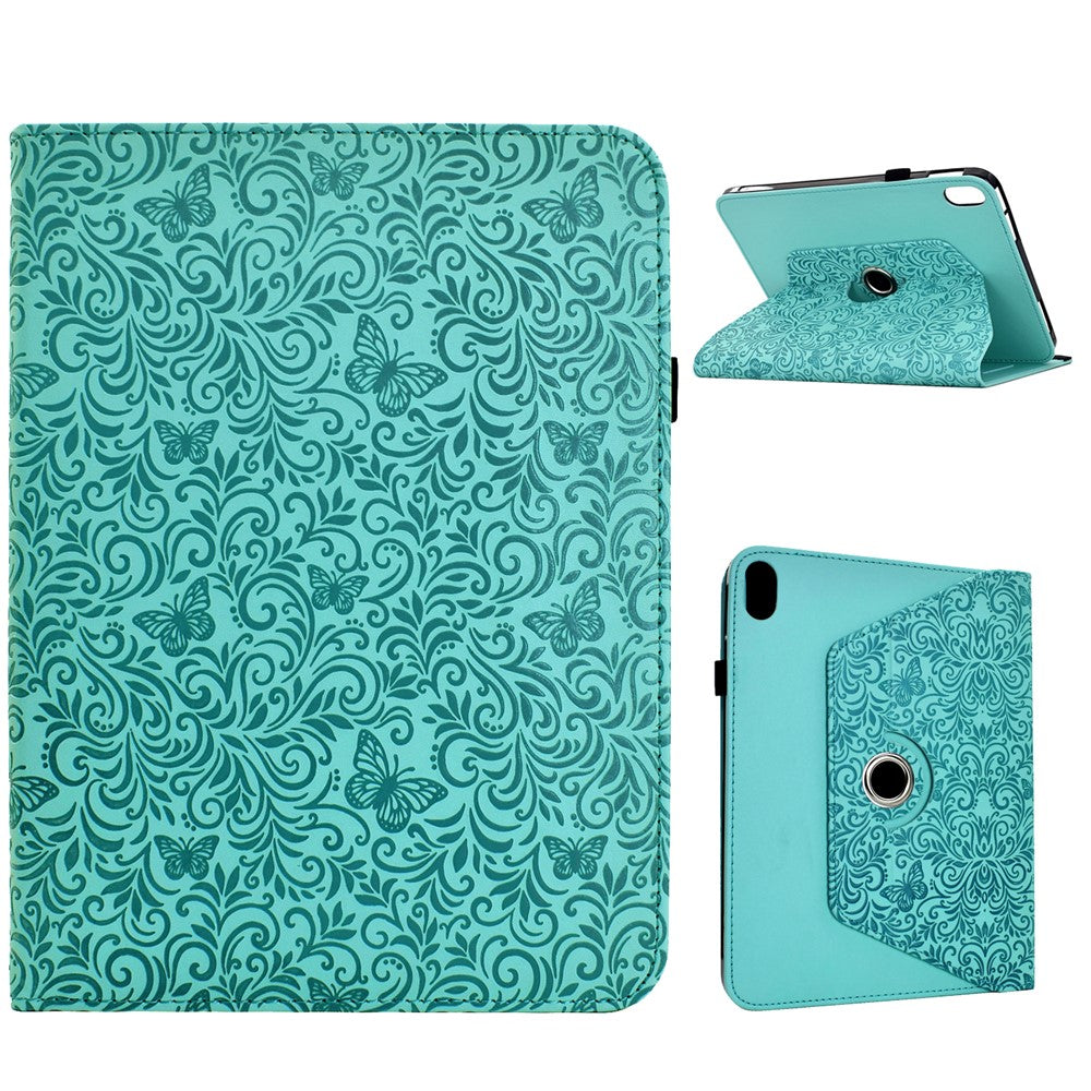 For Samsung Galaxy Tab S11 Case Butterfly Flower Imprint Leather Tablet Cover with Rotary Stand Card Holder