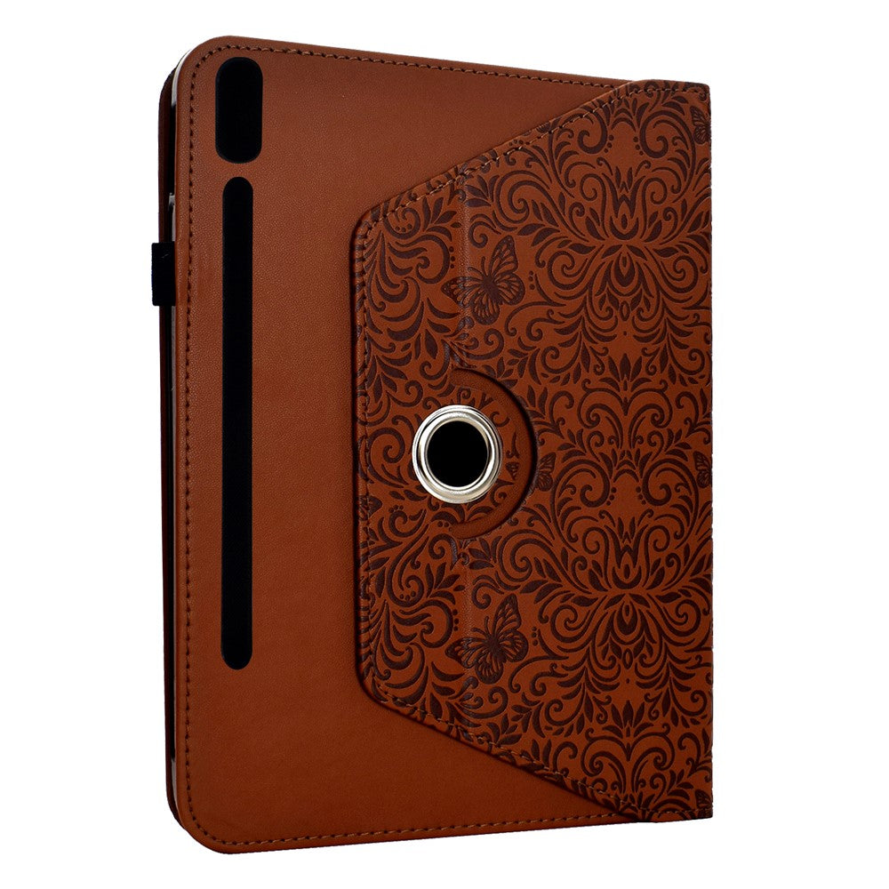 Samsung Galaxy Tab S10 FE+ Fodral Butterfly Flower Imprint Läder Surfplatta Fodral med Roterande Stativ Korthållare