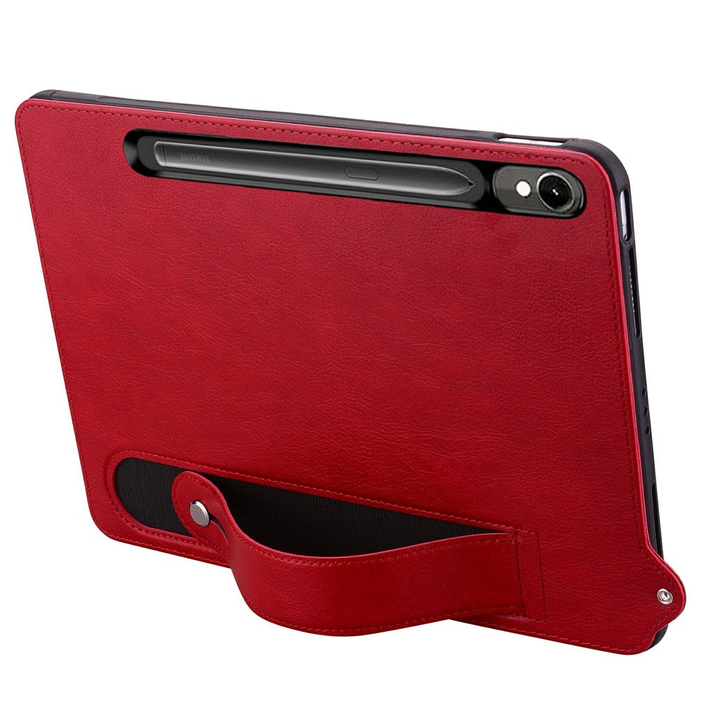 Tabletcover til Samsung Galaxy Tab S9 / Tab S9 FE / Tab S8 / Tab S7, håndrem, støtteben, lædercover