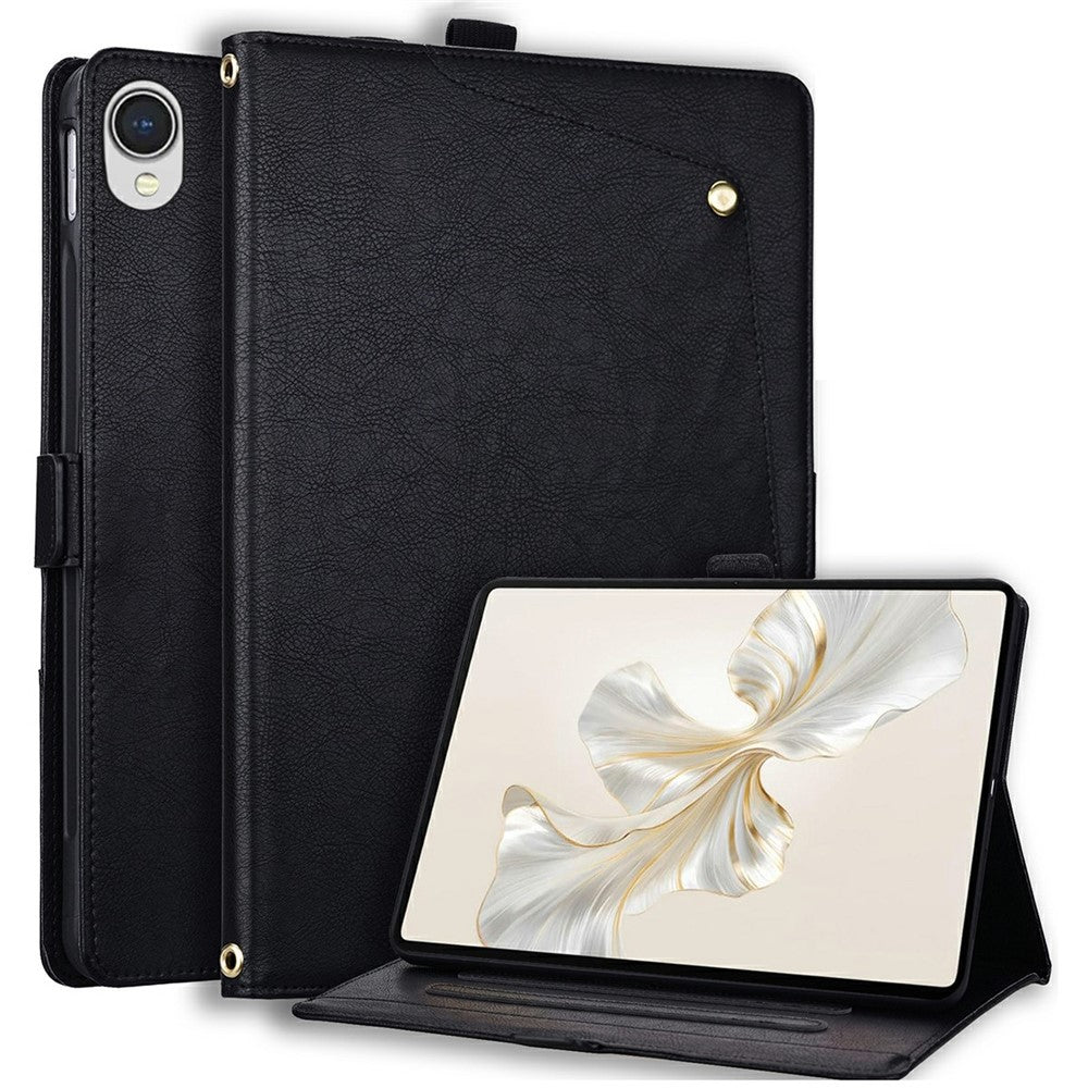 For Samsung Galaxy Tab S11 Case Front Pocket Business Leather Tablet Cover with Card Holder Stand