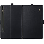 Samsung Galaxy Tab S8 Ultra / Tab S9 Ultra / Tab S10 Ultra / Tab S11 Ultra-lædercover til tablet med frontlomme, kortholder og stander