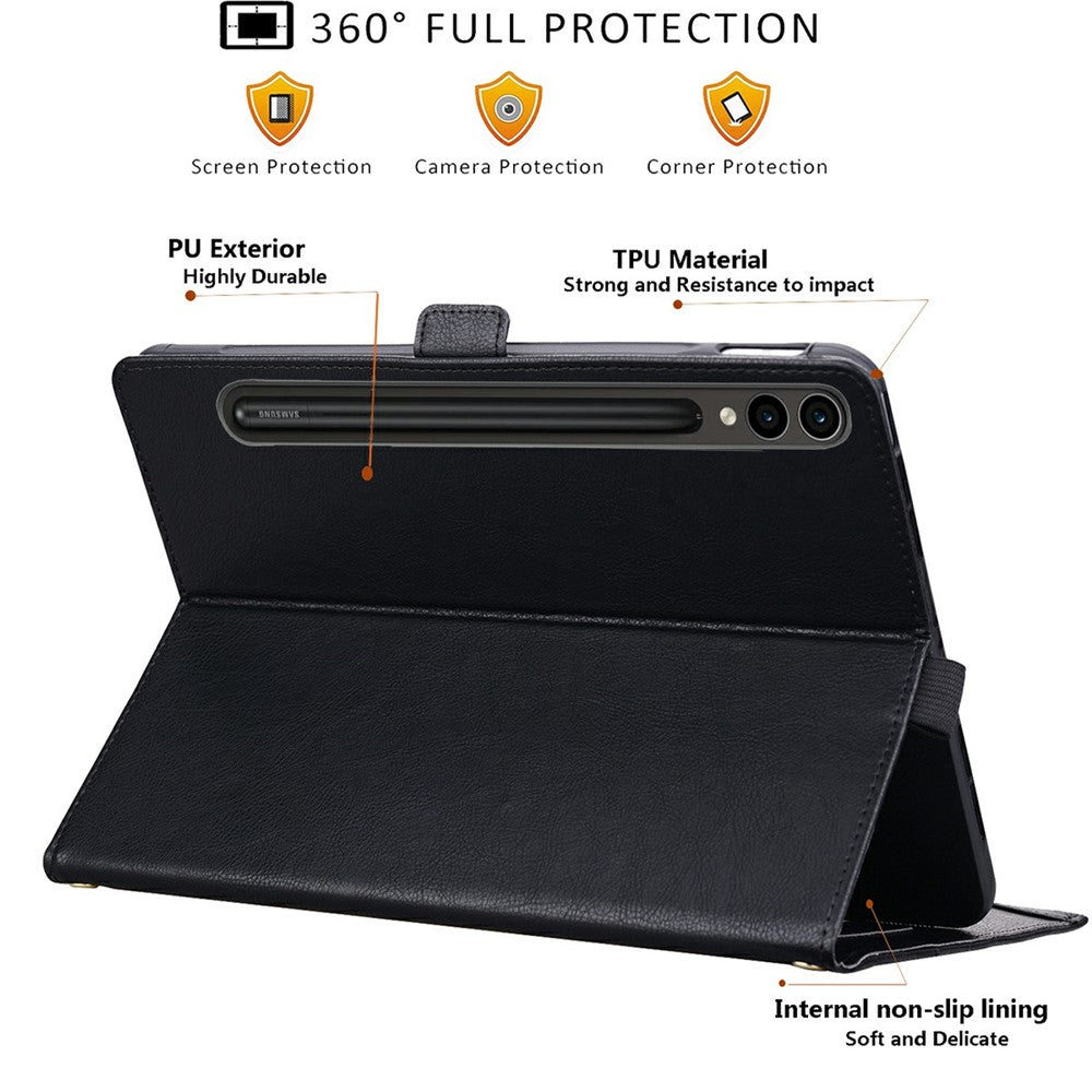 Samsung Galaxy Tab S8 Ultra / Tab S9 Ultra / Tab S10 Ultra / Tab S11 Ultra-lædercover til tablet med frontlomme, kortholder og stander