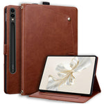 Samsung Galaxy Tab S8 Ultra / Tab S9 Ultra / Tab S10 Ultra / Tab S11 Ultra-lædercover til tablet med frontlomme, kortholder og stander
