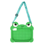 For Honor Pad X9 / X8a / X8b Case Rotating Kickstand Cute Frog Design Silicone Tablet Cover with Lanyard