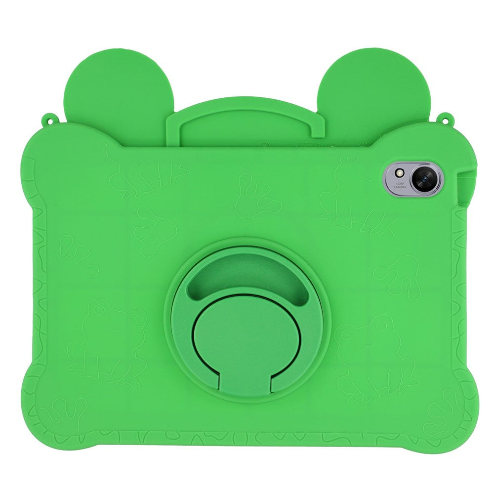 For Huawei MatePad 11.5 2025 / MatePad 11.5 S (2025) Case Rotating Kickstand Cute Frog Design Silicone Tablet Cover with Lanyard