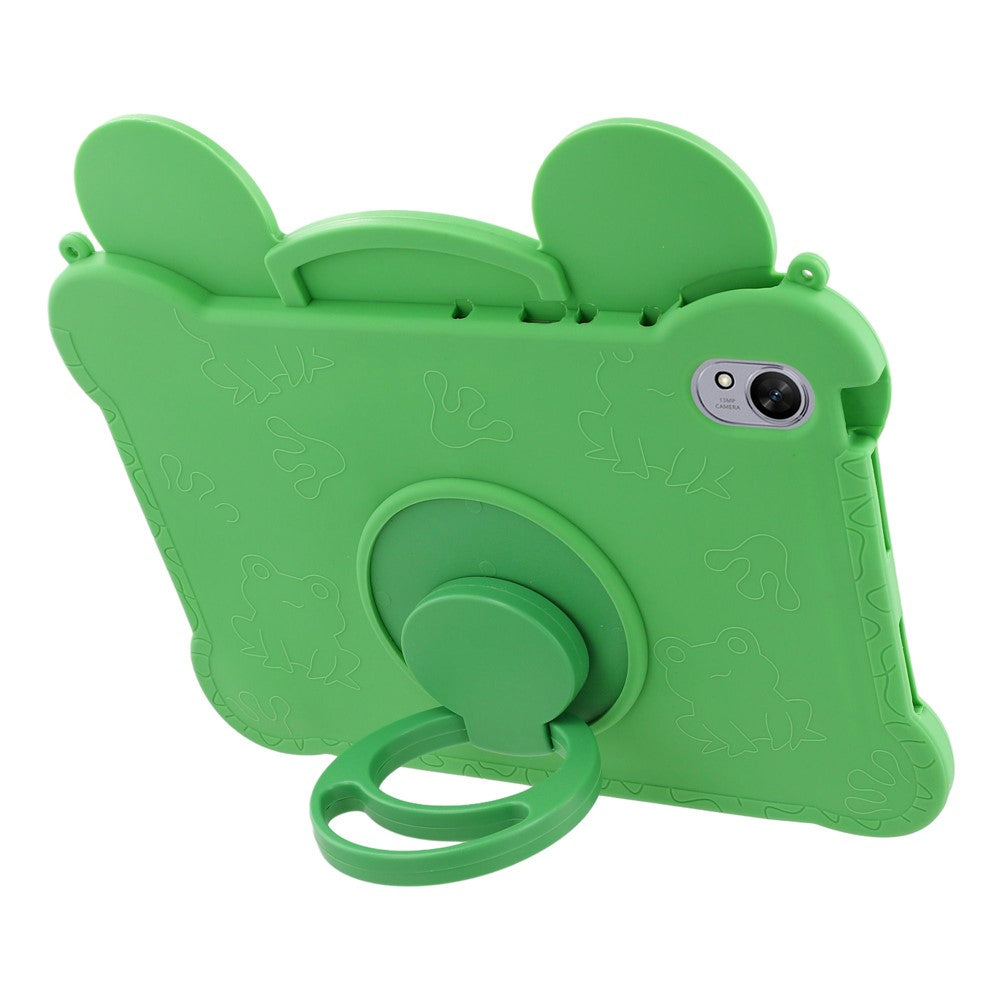 For Huawei MatePad 11.5 2025 / MatePad 11.5 S (2025) Case Rotating Kickstand Cute Frog Design Silicone Tablet Cover with Lanyard