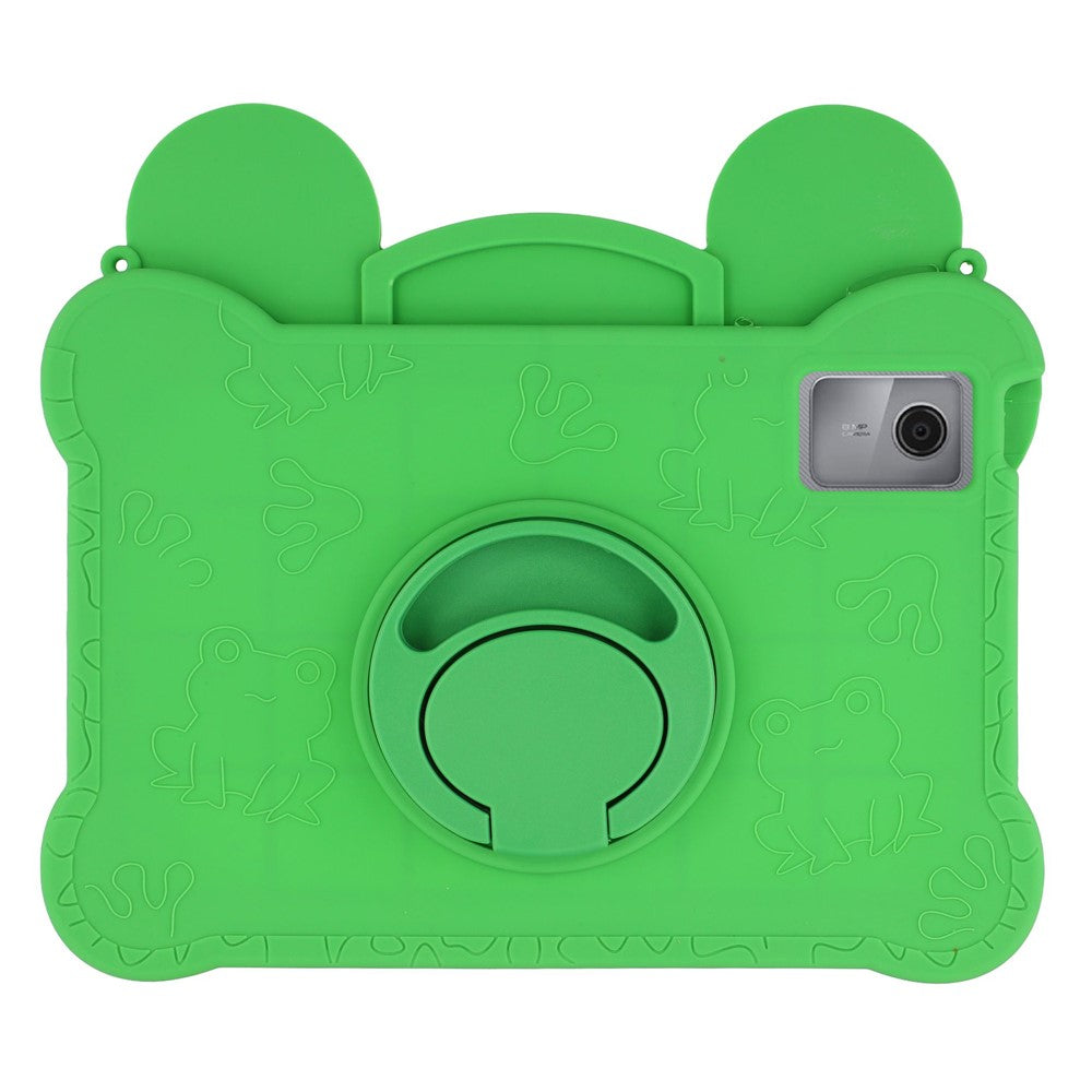 For Lenovo Xiaoxin Pad 11 2025 / 2024 / Tab M11 Case Rotating Kickstand Cute Frog Design Silicone Tablet Cover with Lanyard