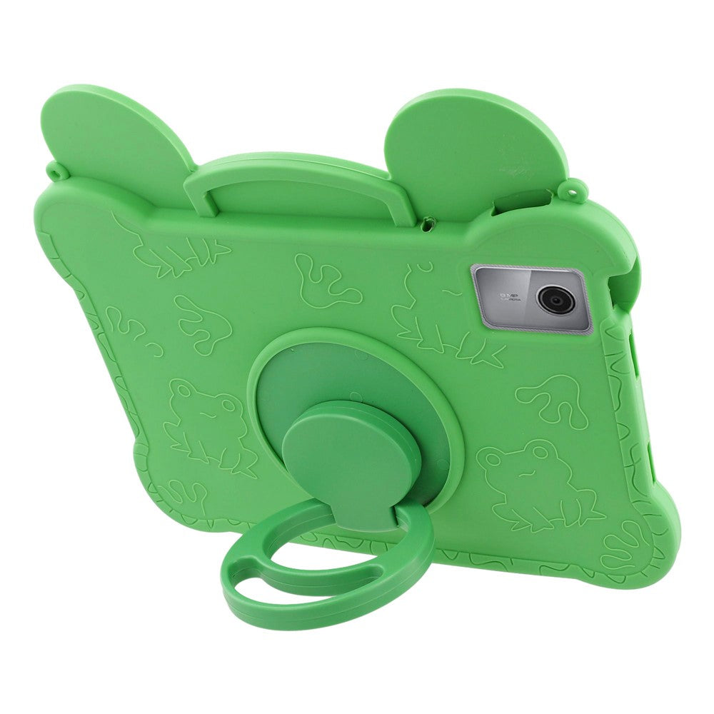 For Lenovo Xiaoxin Pad 11 2025 / 2024 / Tab M11 Case Rotating Kickstand Cute Frog Design Silicone Tablet Cover with Lanyard