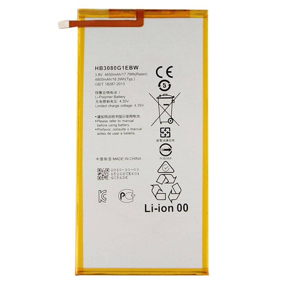 Til Huawei MediaPad M1 8.0 3.8V 4650 mAh genopladeligt Li-ion batteri udskiftningsdel (Kode: HB3080G1EBW) (uden logo)