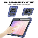 For Samsung Galaxy Tab S11 Case with Kickstand Wrist Strap PC + Silicone Tablet Cover