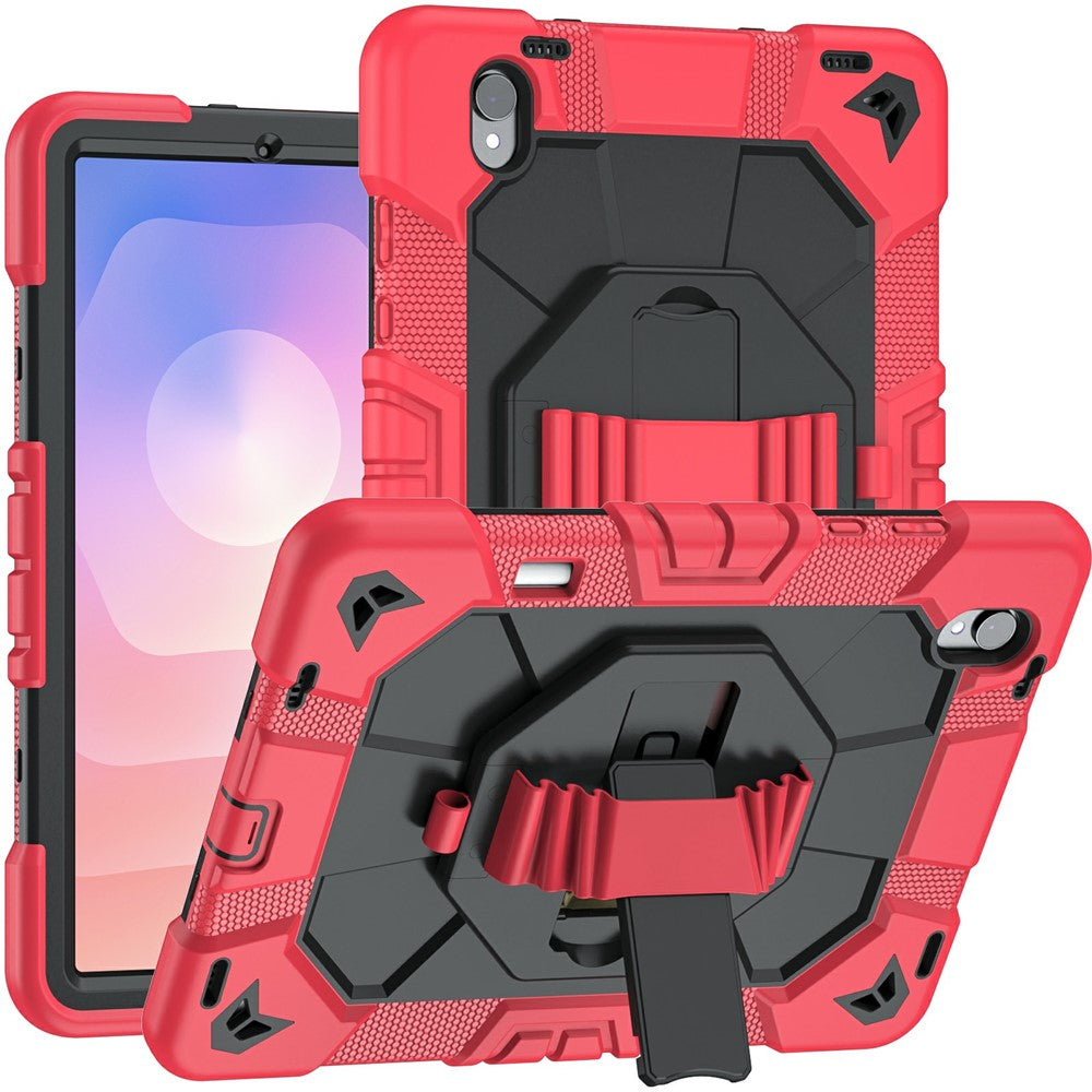 For Samsung Galaxy Tab S11 Case with Kickstand Wrist Strap PC + Silicone Tablet Cover