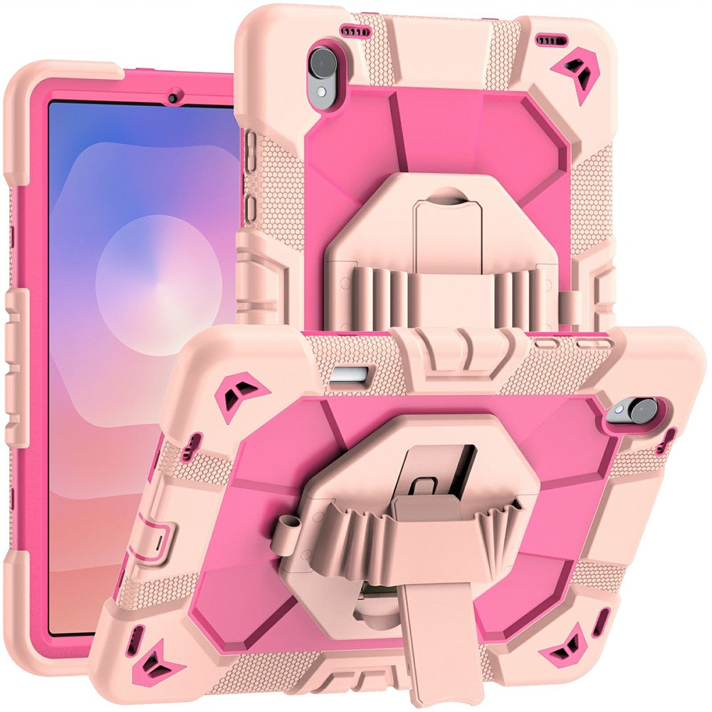 For Samsung Galaxy Tab S11 Case with Kickstand Wrist Strap PC + Silicone Tablet Cover