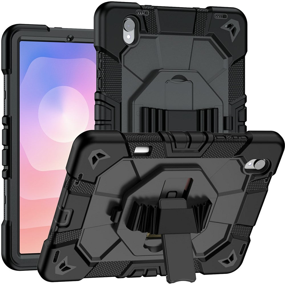 For Samsung Galaxy Tab S11 Case with Kickstand Wrist Strap PC + Silicone Tablet Cover