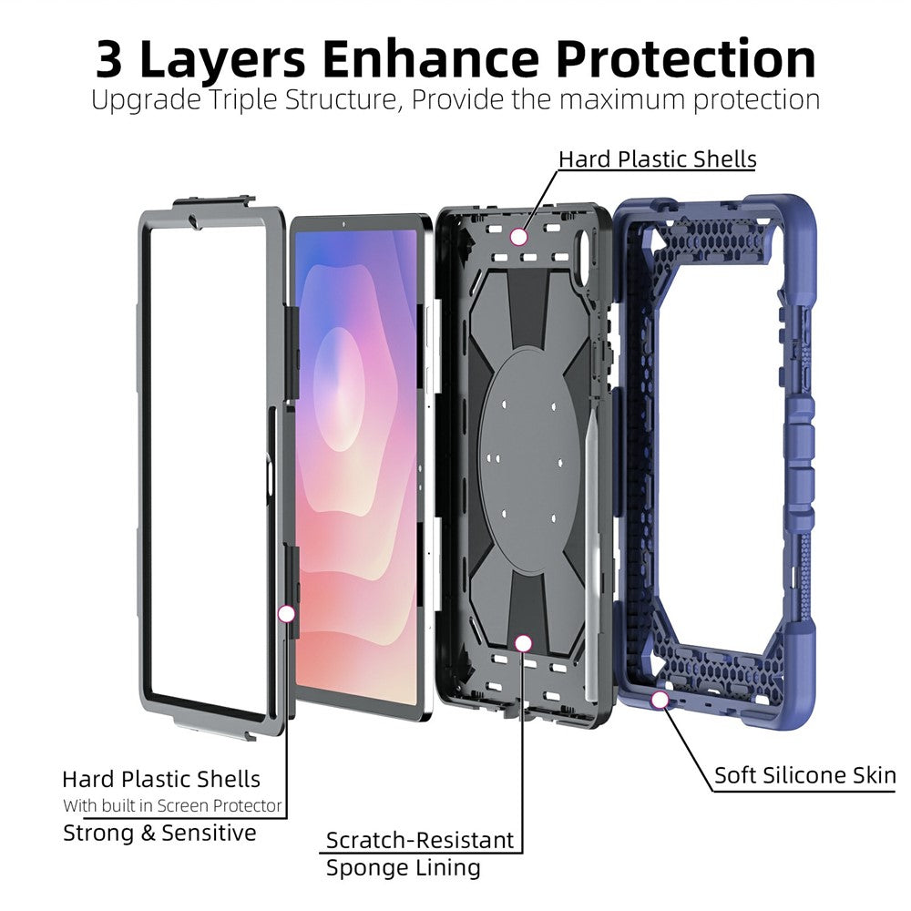 For Samsung Galaxy Tab S11 Case with Hand Grip Kickstand PC + Silicone Tablet Cover