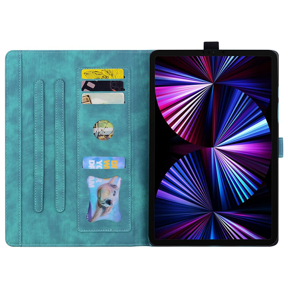 For Samsung Galaxy Tab S12+ Case Card Slots Leather Tablet Stand Folio Cover Flower Cat