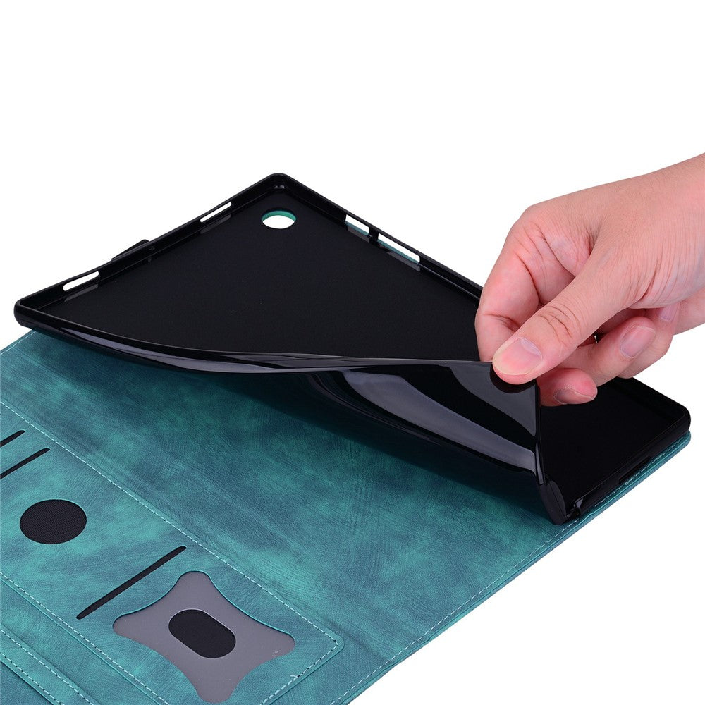For Samsung Galaxy Tab S12+ Case Card Slots Leather Tablet Stand Folio Cover Flower Cat