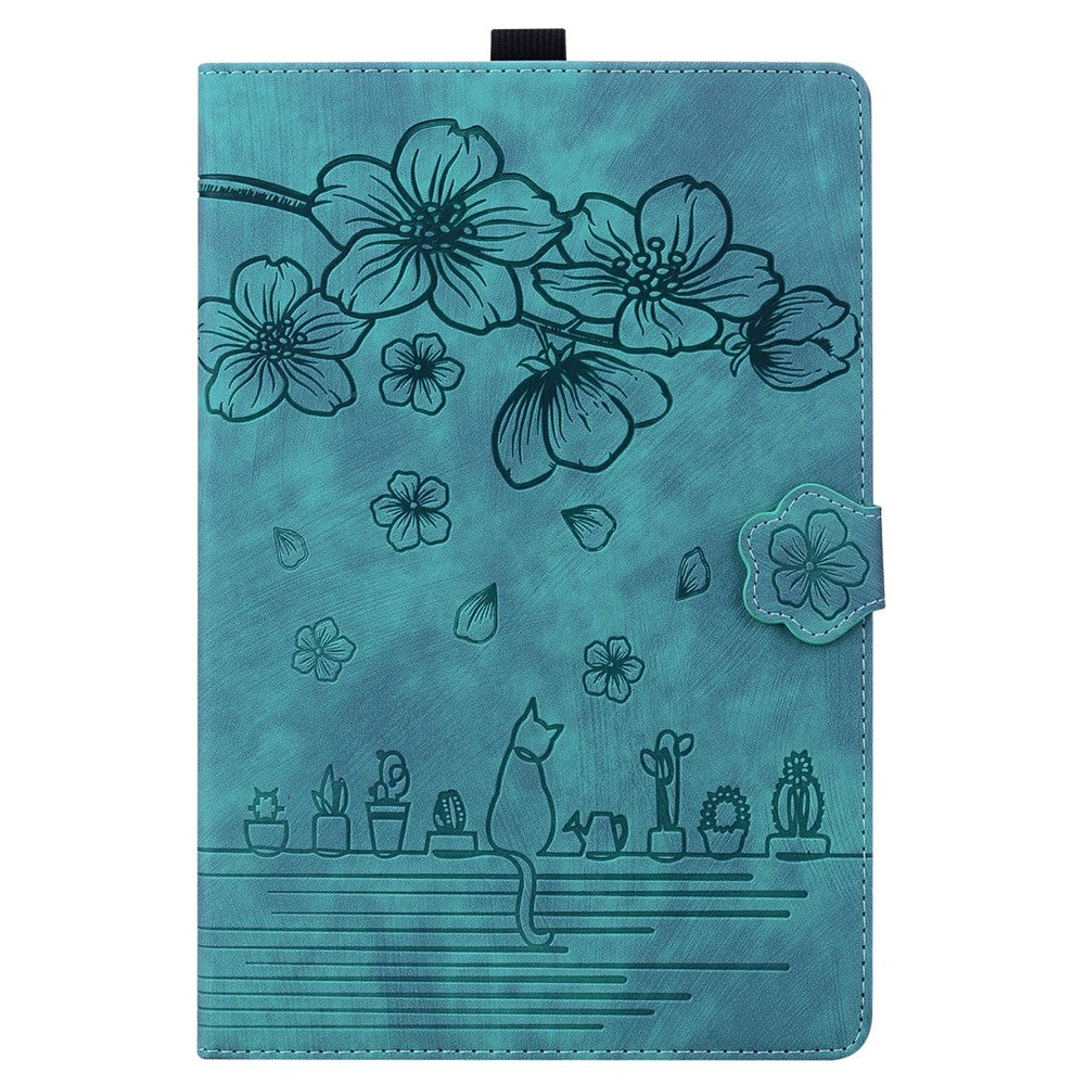 For Samsung Galaxy Tab S12+ Case Card Slots Leather Tablet Stand Folio Cover Flower Cat