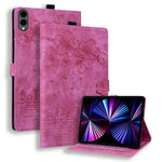 For Samsung Galaxy Tab S12+ Case Card Slots Leather Tablet Stand Folio Cover Flower Cat