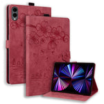 For Samsung Galaxy Tab S12+ Case Card Slots Leather Tablet Stand Folio Cover Flower Cat