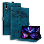 For Samsung Galaxy Tab S12+ Case Card Slots Leather Tablet Stand Folio Cover Flower Cat