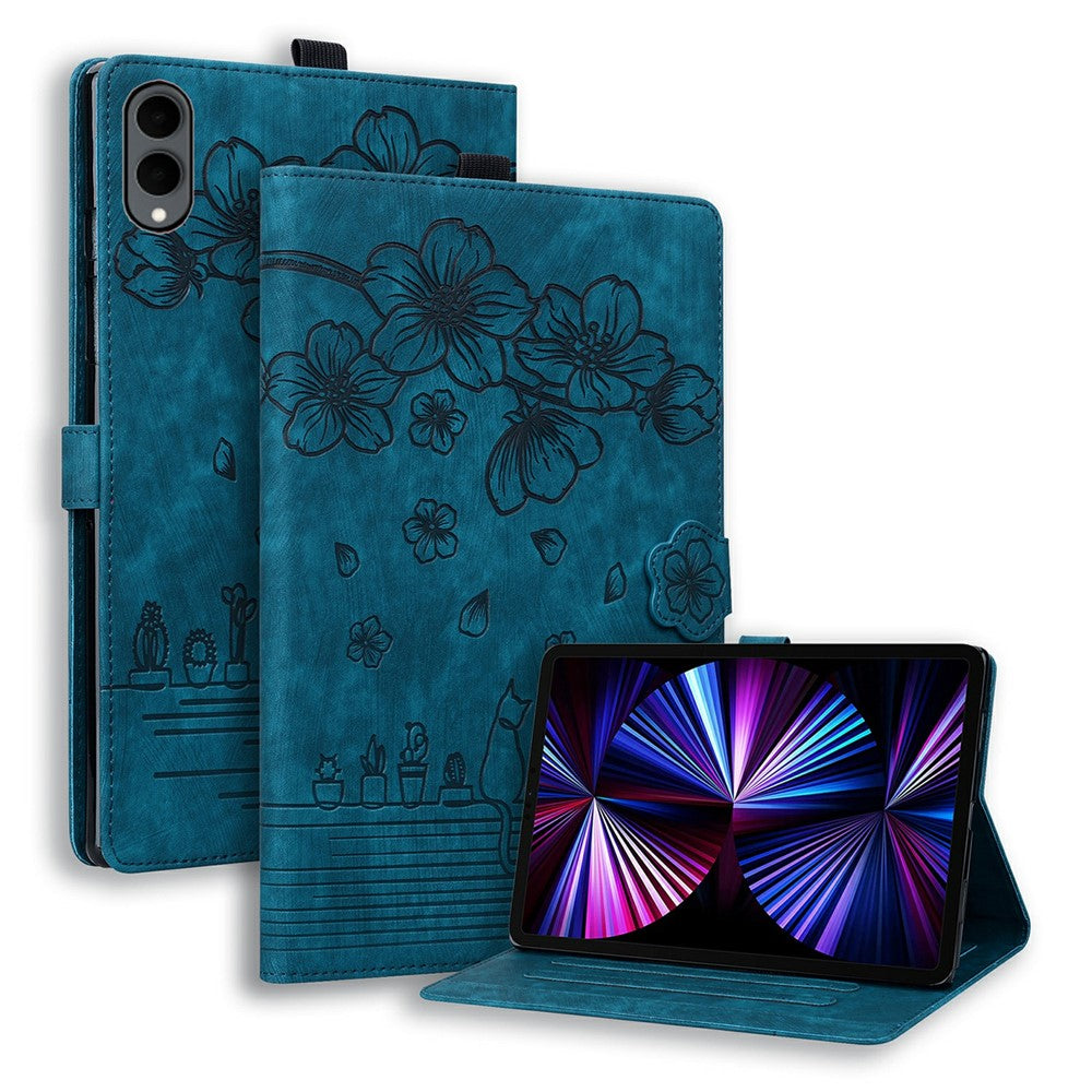 For Samsung Galaxy Tab S12+ Case Card Slots Leather Tablet Stand Folio Cover Flower Cat