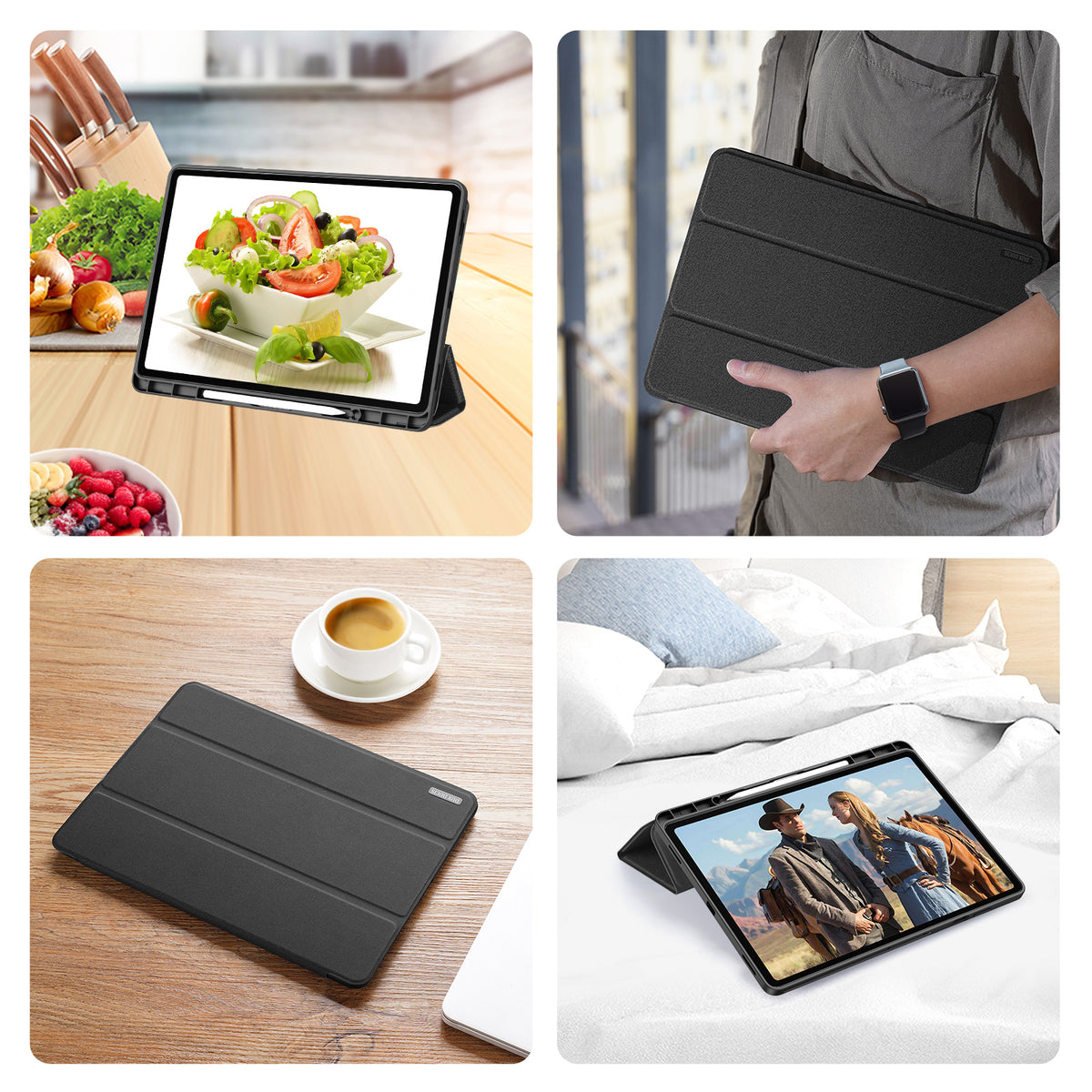 DUX DUCIS for Samsung Galaxy Tab S12+ Case  Domo Series Tri-fold Stand PU Leather Tablet Cover
