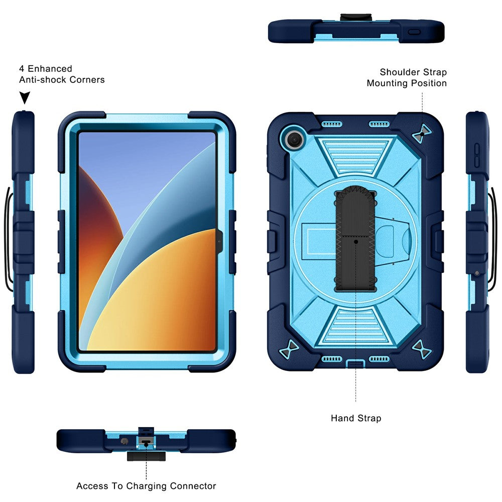 Tablet Case for Xiaomi Redmi Pad 2 SE / Pad 2 9.7 / Poco Pad C1 Kickstand PC + Silicone Shockproof Cover with Hand Strap / Shoulder Strap