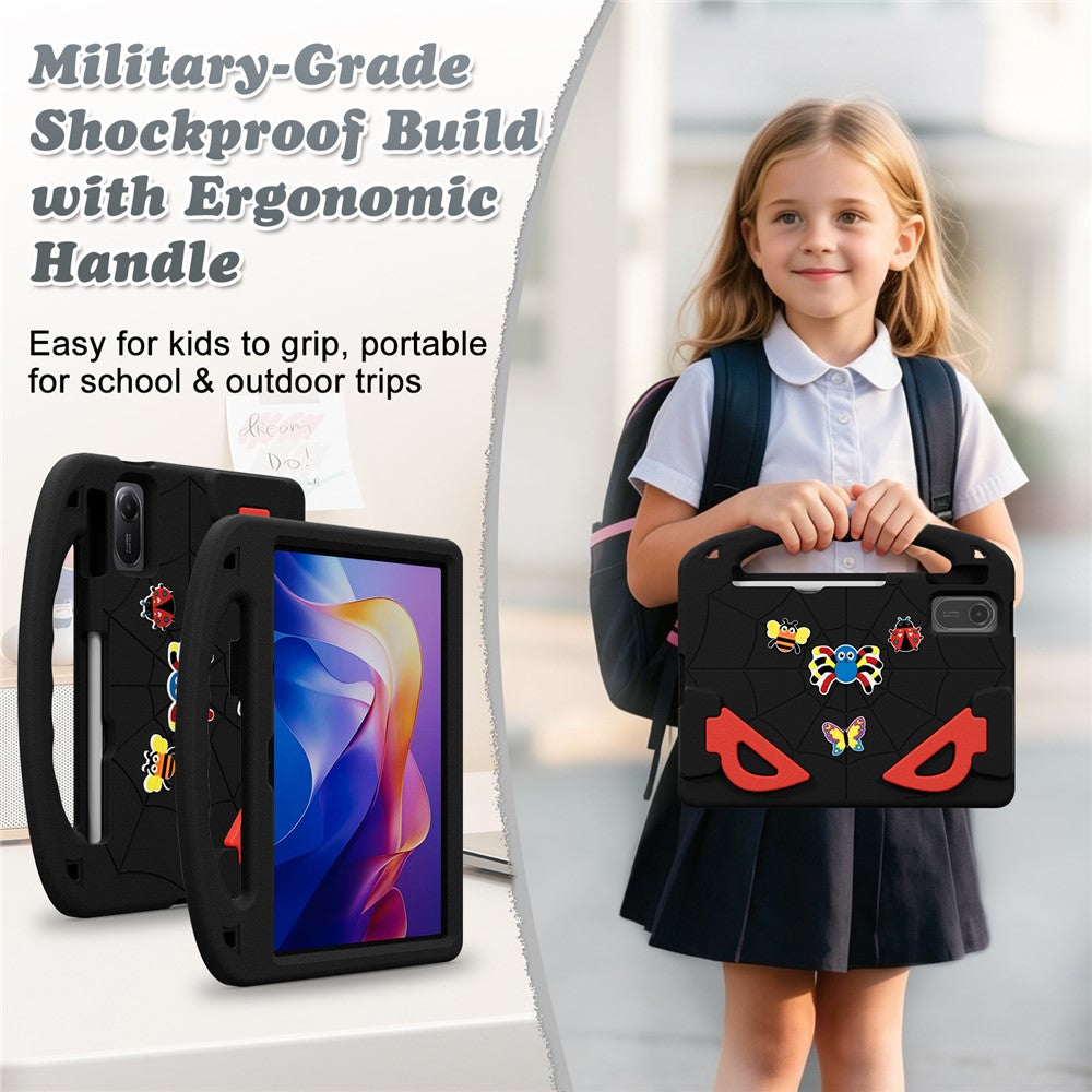 For Xiaomi Redmi Pad SE / Pad 2 11 Case Cartoon Insect Shockproof EVA Tablet Cover with Handle and Kickstand