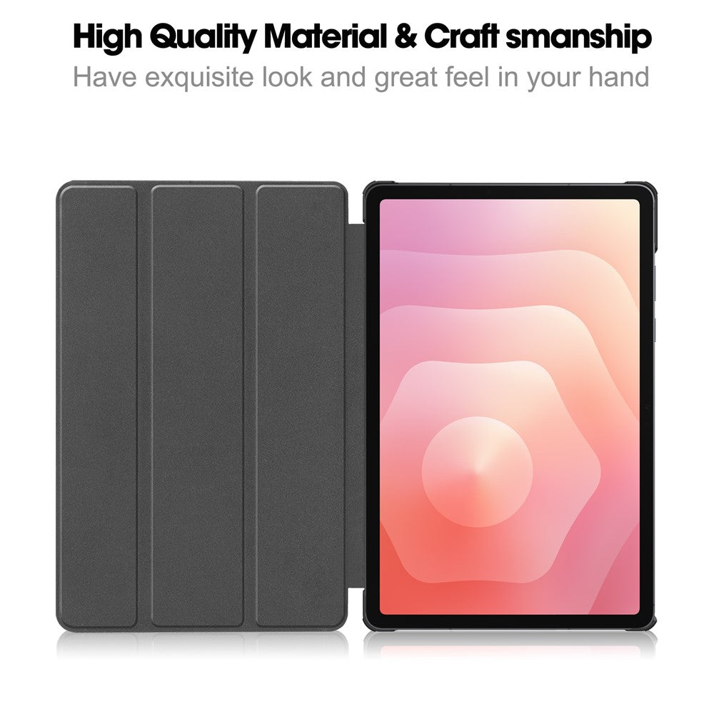 For Samsung Galaxy Tab S12+ PU Leather Tablet Case Anti-drop Tri-Fold Stand Slim Protective Cover