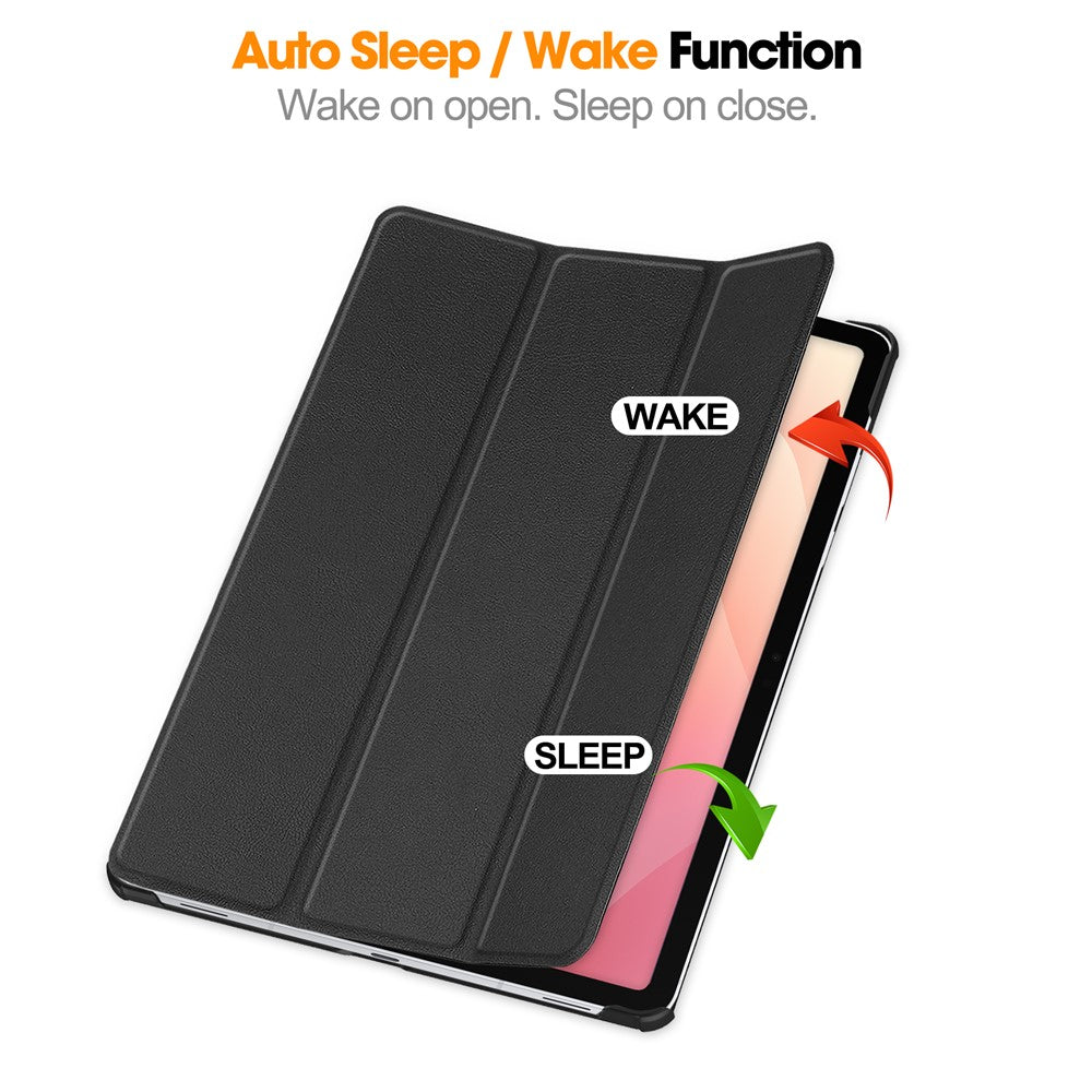 For Samsung Galaxy Tab S12+ PU Leather Tablet Case Anti-drop Tri-Fold Stand Slim Protective Cover