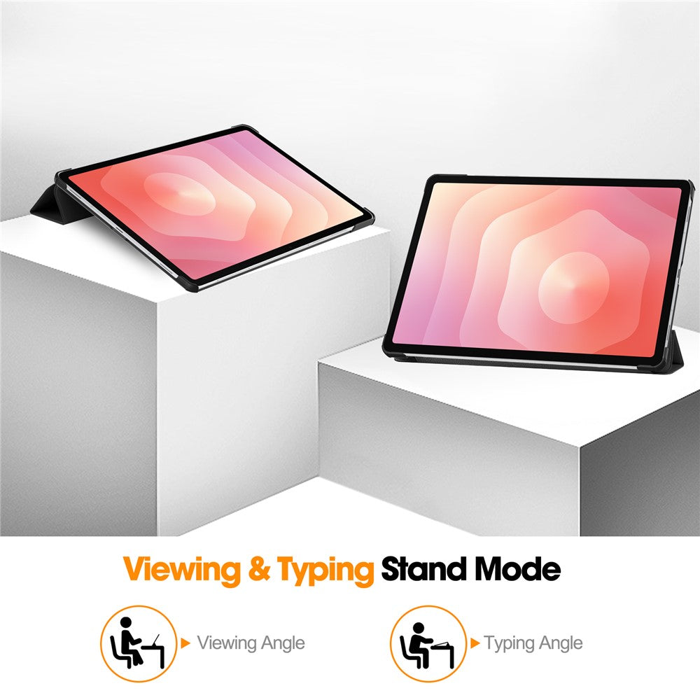 For Samsung Galaxy Tab S12+ PU Leather Tablet Case Anti-drop Tri-Fold Stand Slim Protective Cover