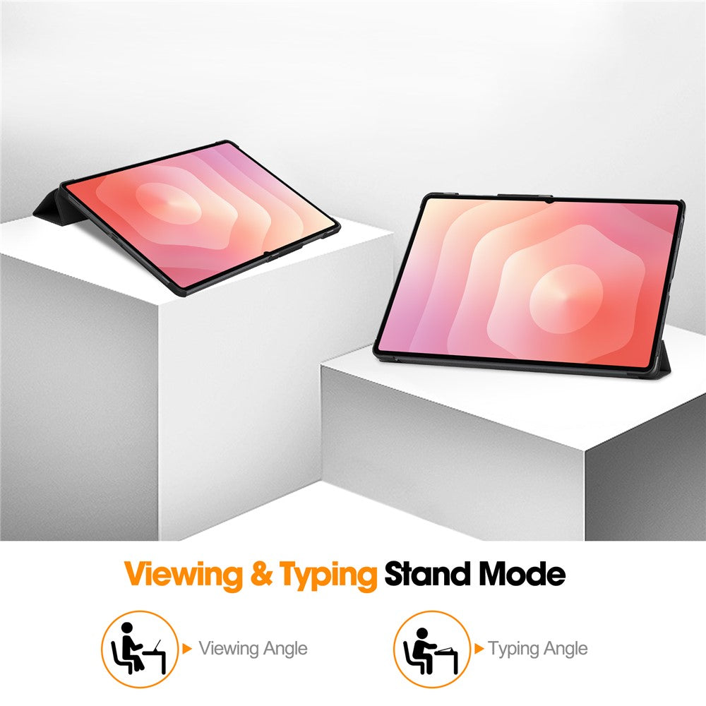 For Samsung Galaxy Tab S12 Ultra PU Leather Tablet Case Anti-drop Tri-Fold Stand Slim Protective Cover