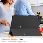 For Samsung Galaxy Tab S12 Ultra PU Leather Tablet Case Anti-drop Tri-Fold Stand Slim Protective Cover