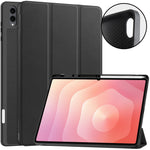 For Samsung Galaxy Tab S12 Ultra Tri-Fold Stand Tablet Case Four Corner Anti-drop PU Leather Protective Cover with Pen Slot