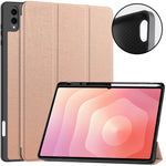 For Samsung Galaxy Tab S12 Ultra Tri-Fold Stand Tablet Case Four Corner Anti-drop PU Leather Protective Cover with Pen Slot